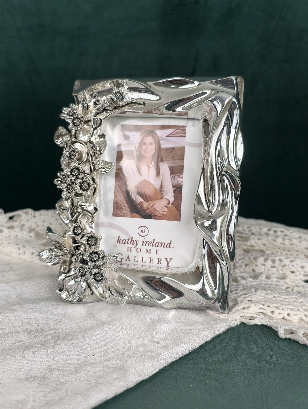 Vintage Silver Plated Floral Decorative Photo Frame
